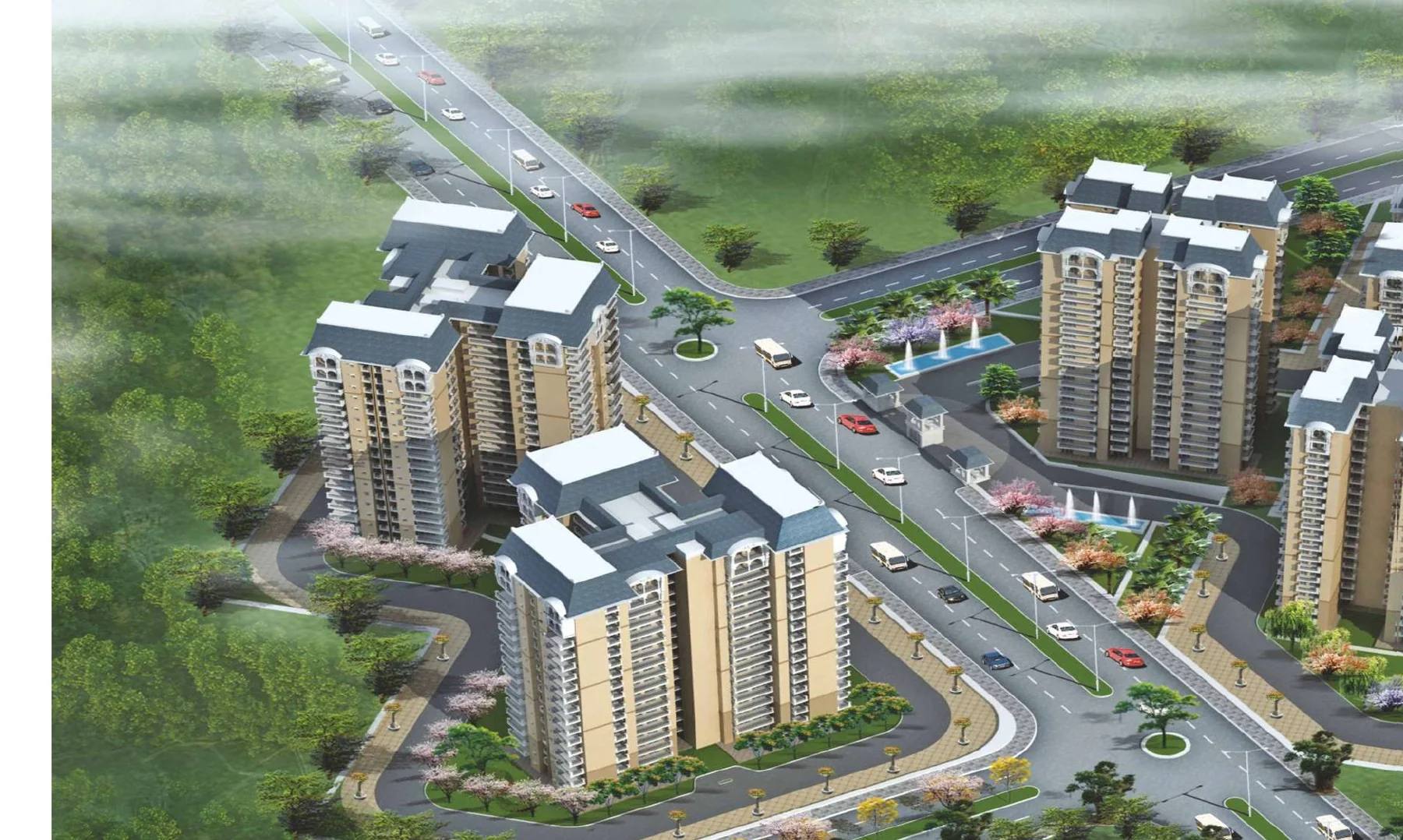 Ansals Highland Park bird's-eye project marketing visual